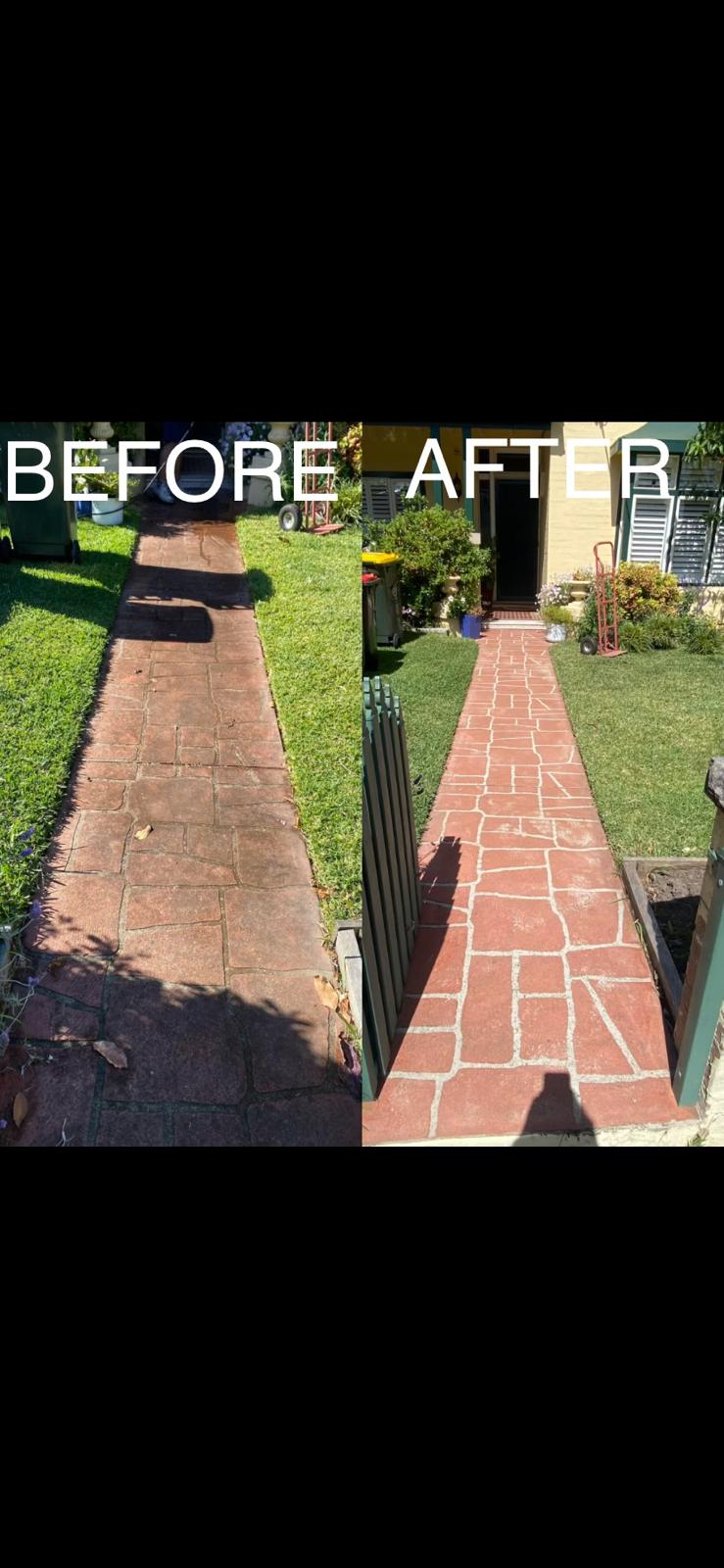 Pathway pressure cleaning before and after Sydney